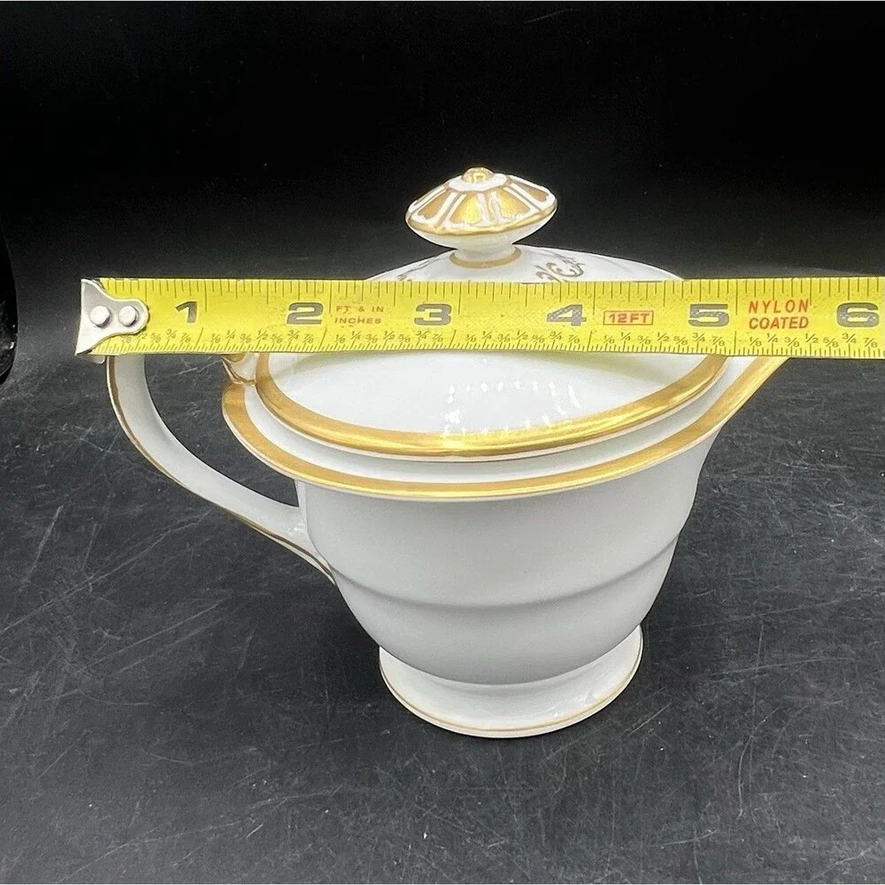 Noritake Patricia Creamer & Covered Sugar Bowl Gold Trim White Japan Vintage